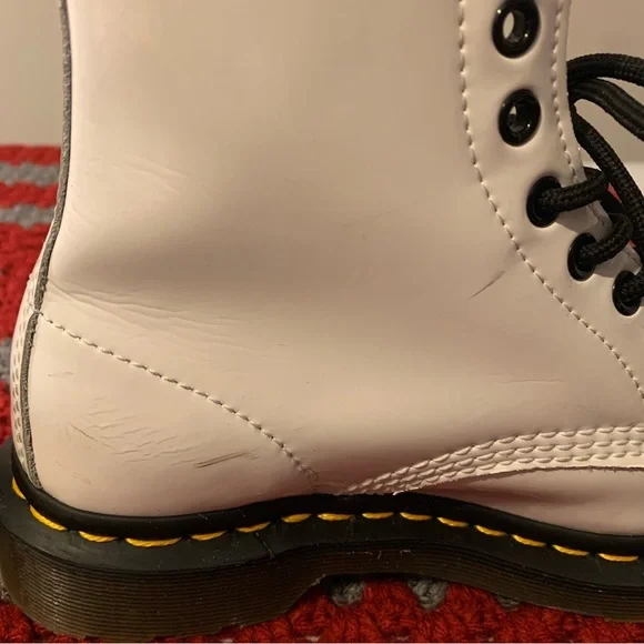White Dr. Martens Air Wair 11821 Combat Boots women's US size 6 - Picture 5 of 9
